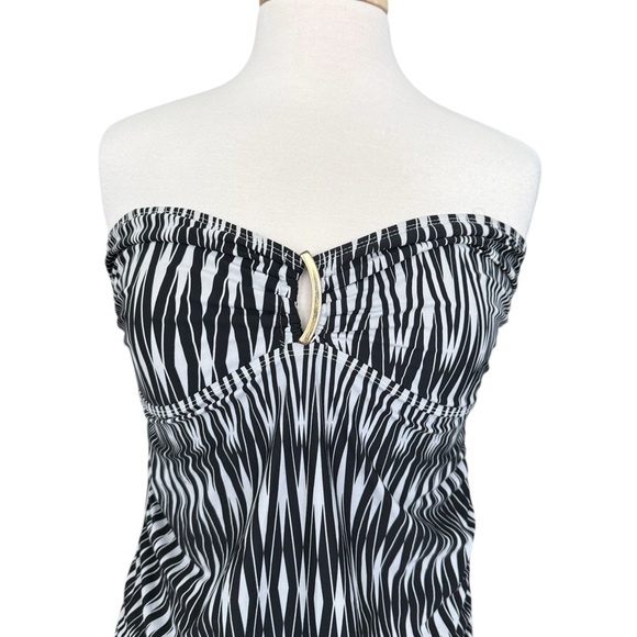 SPANX 2372 Zigzag Loop Tankini Black & White Swim Top Size 14 - Picture 2 of 10